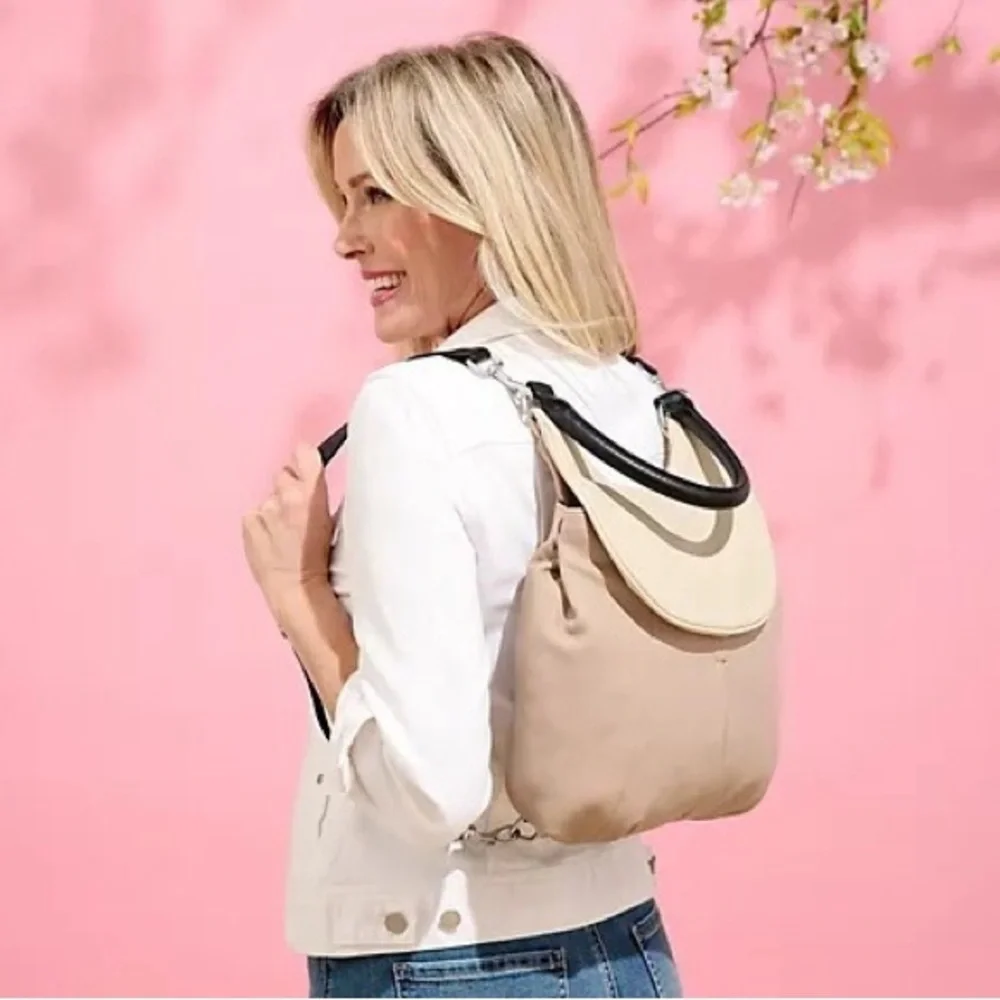 American Leather Co. White‎ Floral Leather 2-1 Backpack Bag